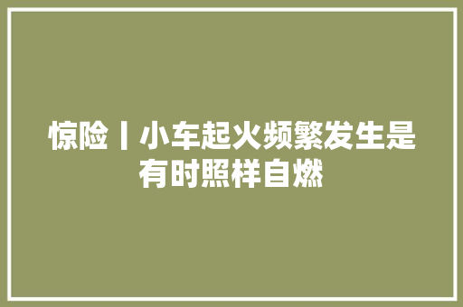 惊险丨小车起火频繁发生是有时照样自燃