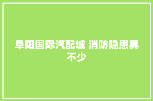 阜阳国际汽配城 消防隐患真不少