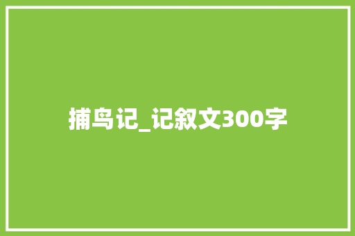 捕鸟记_记叙文300字