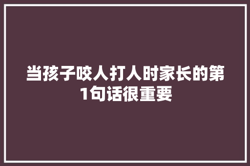当孩子咬人打人时家长的第1句话很重要