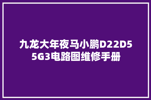 九龙大年夜马小鹏D22D55G3电路图维修手册