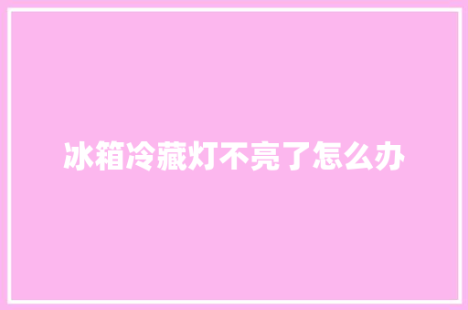 冰箱冷藏灯不亮了怎么办