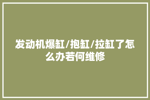 发动机爆缸/抱缸/拉缸了怎么办若何维修