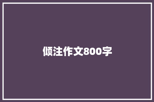 倾注作文800字