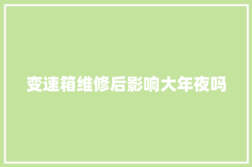 变速箱维修后影响大年夜吗