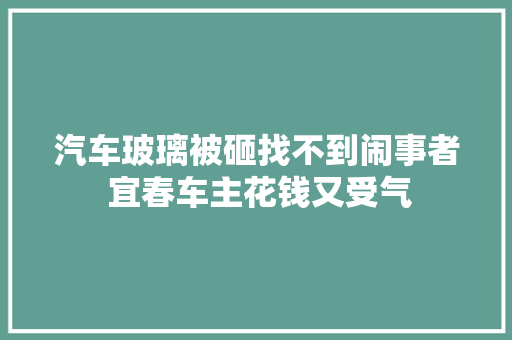 汽车玻璃被砸找不到闹事者 宜春车主花钱又受气