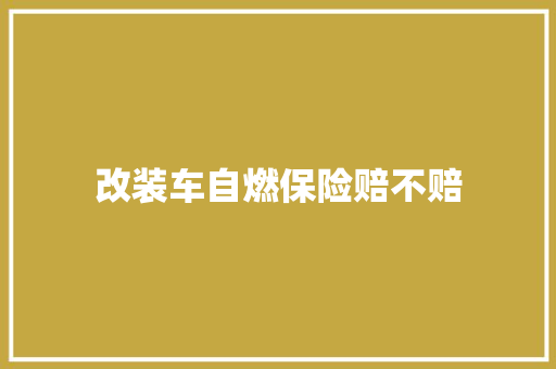 改装车自燃保险赔不赔