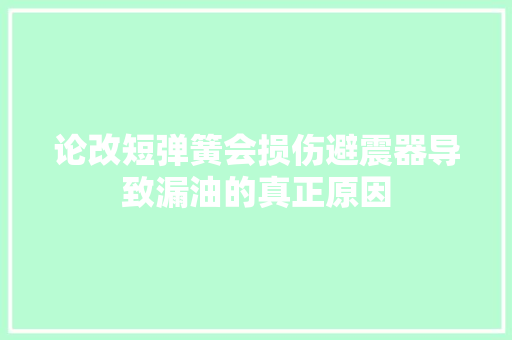 论改短弹簧会损伤避震器导致漏油的真正原因