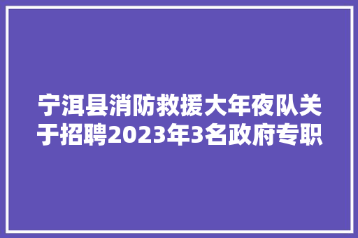 宁洱县消防救援大年夜队关于招聘2023年3名政府专职救火员的通知书记