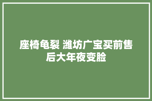 座椅龟裂 潍坊广宝买前售后大年夜变脸