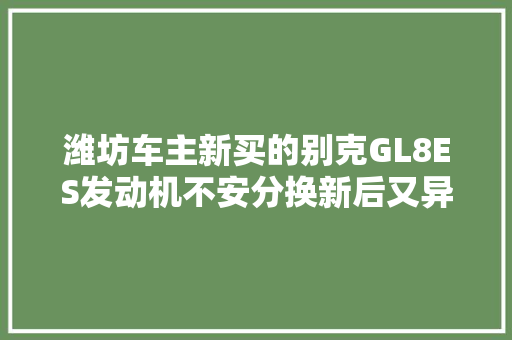 潍坊车主新买的别克GL8ES发动机不安分换新后又异响