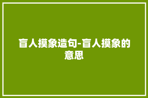 盲人摸象造句-盲人摸象的意思