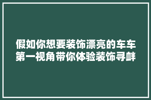 假如你想要装饰漂亮的车车第一视角带你体验装饰寻衅第