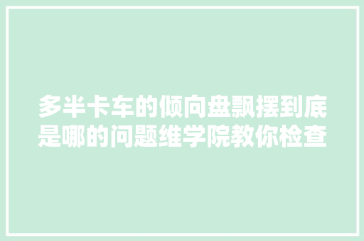 多半卡车的倾向盘飘摆到底是哪的问题维学院教你检查分析解决