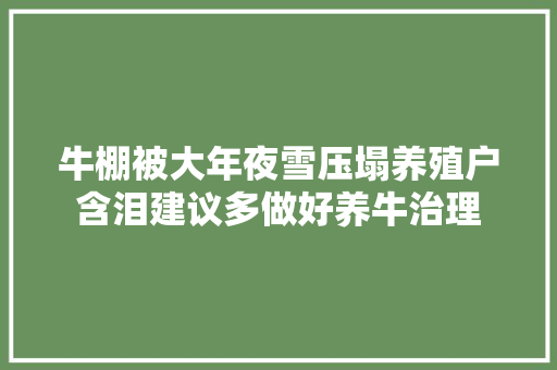 牛棚被大年夜雪压塌养殖户含泪建议多做好养牛治理