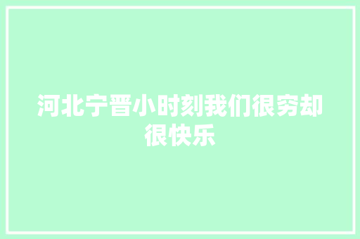 河北宁晋小时刻我们很穷却很快乐
