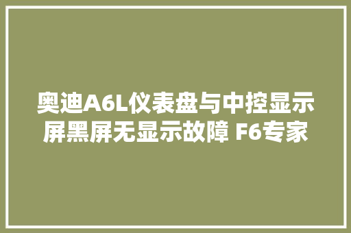 奥迪A6L仪表盘与中控显示屏黑屏无显示故障 F6专家教室