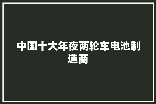 中国十大年夜两轮车电池制造商