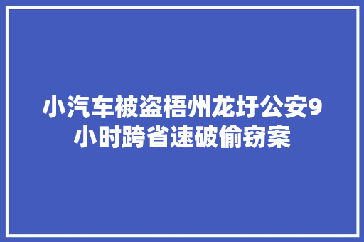 小汽车被盗梧州龙圩公安9小时跨省速破偷窃案