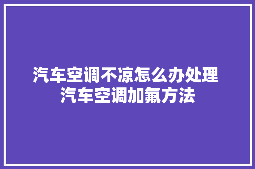 汽车空调不凉怎么办处理 汽车空调加氟方法