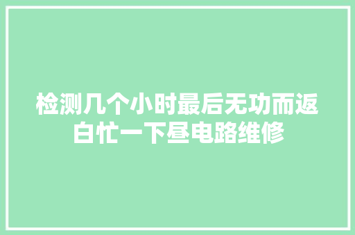 检测几个小时最后无功而返白忙一下昼电路维修