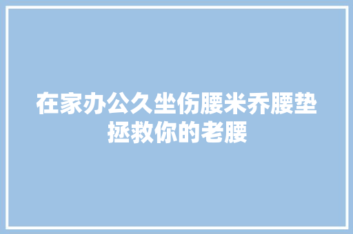 在家办公久坐伤腰米乔腰垫拯救你的老腰