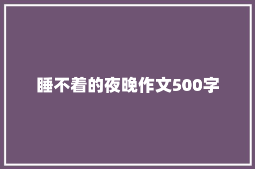 睡不着的夜晚作文500字
