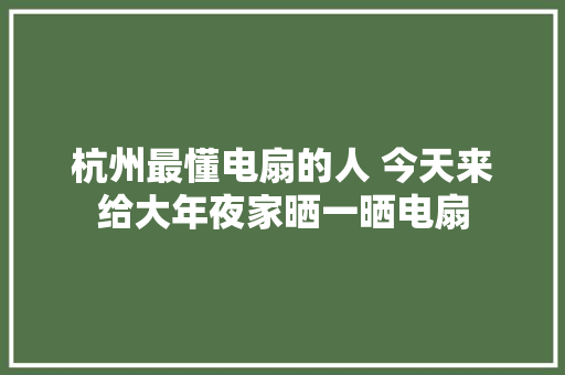 杭州最懂电扇的人 今天来给大年夜家晒一晒电扇