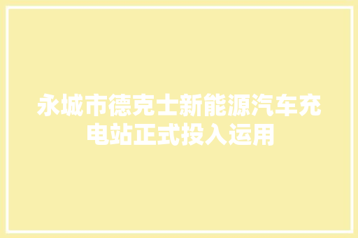 永城市德克士新能源汽车充电站正式投入运用