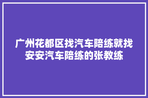 广州花都区找汽车陪练就找安安汽车陪练的张教练