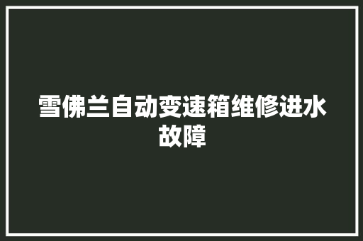 雪佛兰自动变速箱维修进水故障