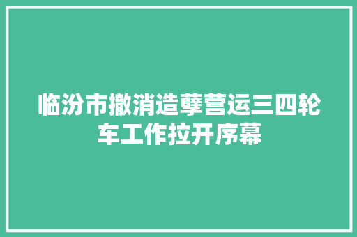 临汾市撤消造孽营运三四轮车工作拉开序幕