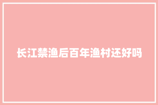 长江禁渔后百年渔村还好吗