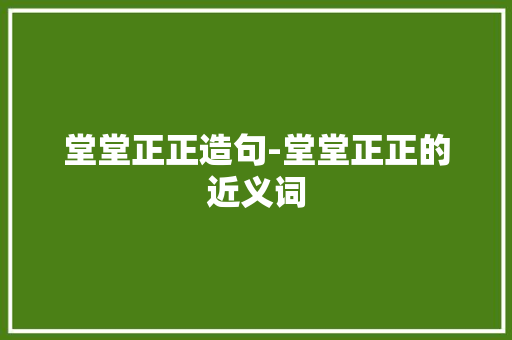 堂堂正正造句-堂堂正正的近义词
