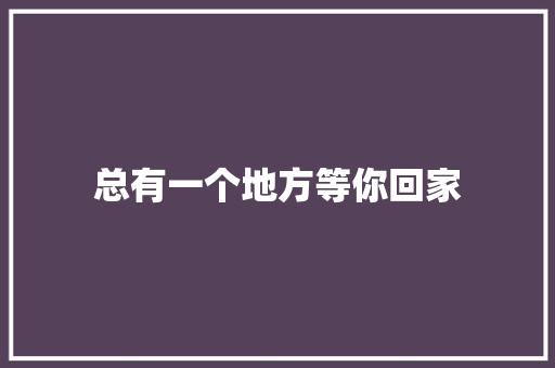 总有一个地方等你回家