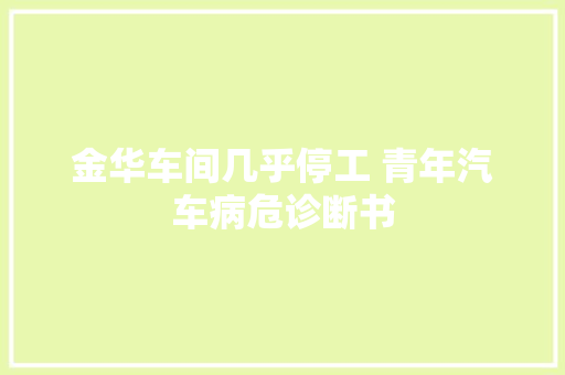 金华车间几乎停工 青年汽车病危诊断书