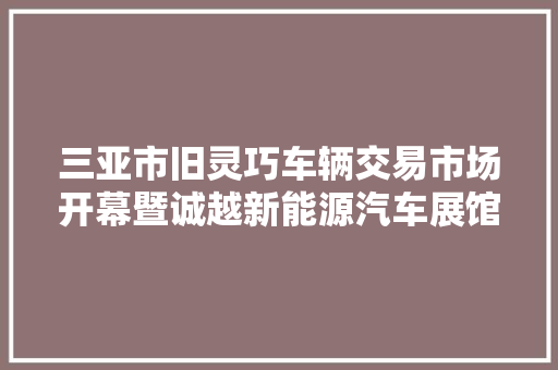 三亚市旧灵巧车辆交易市场开幕暨诚越新能源汽车展馆开幕