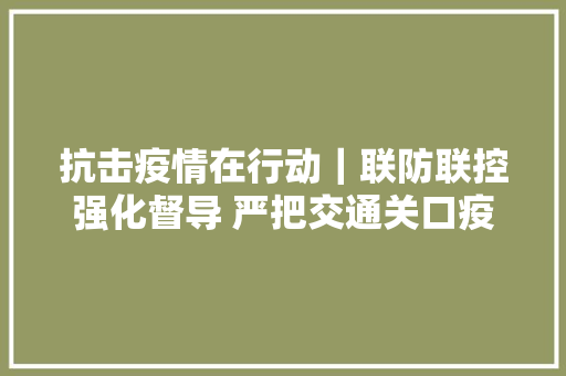 抗击疫情在行动｜联防联控强化督导 严把交通关口疫情防控