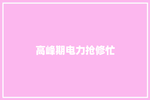 高峰期电力抢修忙