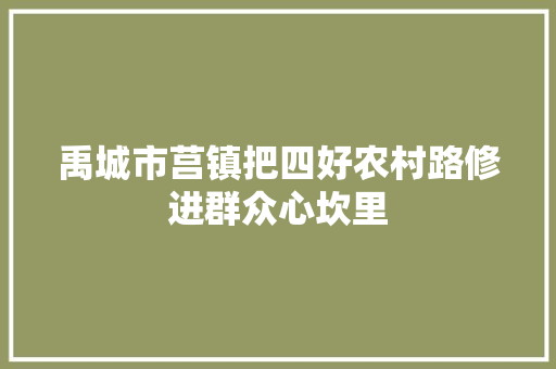禹城市莒镇把四好农村路修进群众心坎里