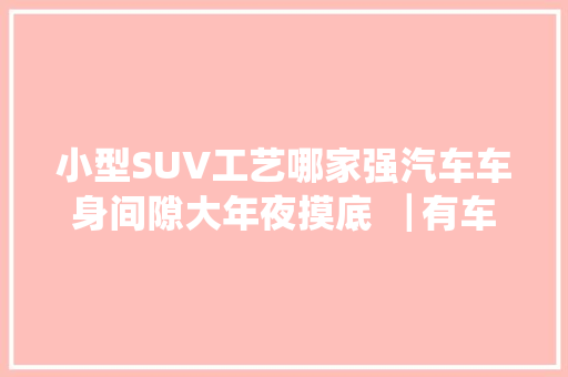 小型SUV工艺哪家强汽车车身间隙大年夜摸底▕ 有车实验室