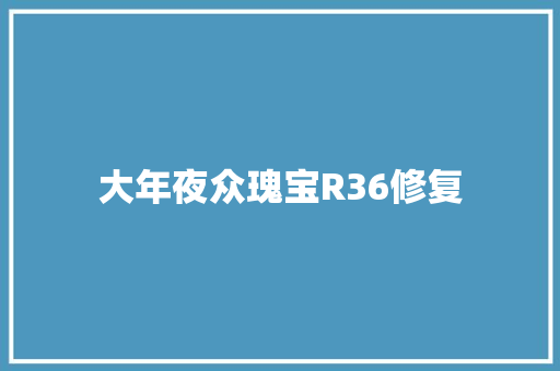 大年夜众瑰宝R36修复