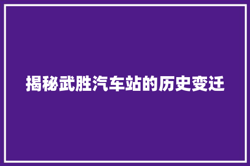 揭秘武胜汽车站的历史变迁