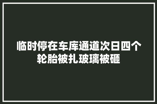 临时停在车库通道次日四个轮胎被扎玻璃被砸