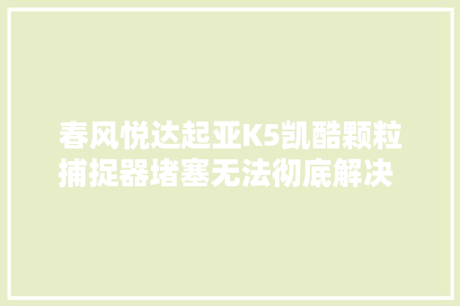 春风悦达起亚K5凯酷颗粒捕捉器堵塞无法彻底解决 第四代嘉华上市能否挽救销量下滑趋势