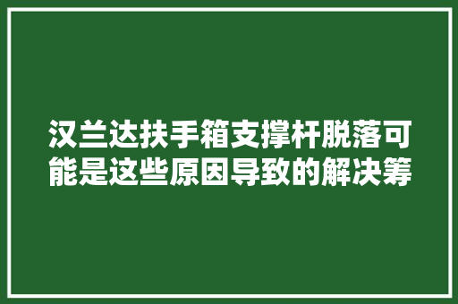 汉兰达扶手箱支撑杆脱落可能是这些原因导致的解决筹划理解下