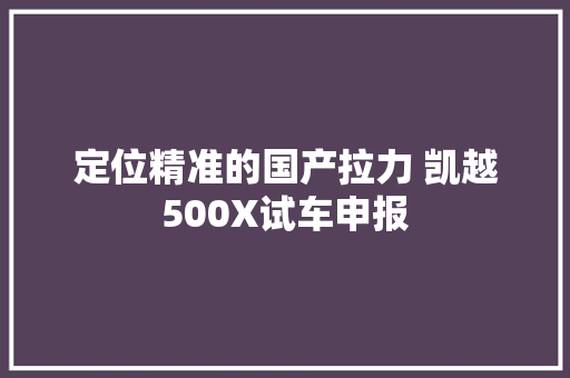 定位精准的国产拉力 凯越500X试车申报