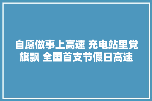 自愿做事上高速 充电站里党旗飘 全国首支节假日高速公路新能源汽车充电做事保障党员自愿做事队在江苏成立