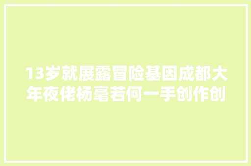 13岁就展露冒险基因成都大年夜佬杨毫若何一手创作创造置信集团