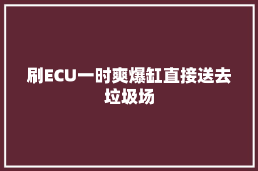 刷ECU一时爽爆缸直接送去垃圾场